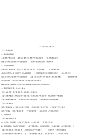 资产评价公式与方法