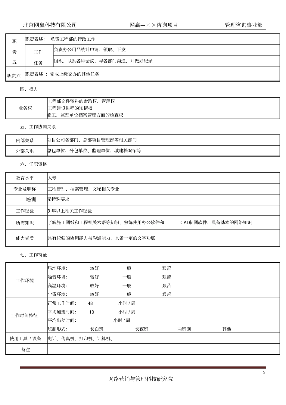 资料员岗位说明书经典版_第2页