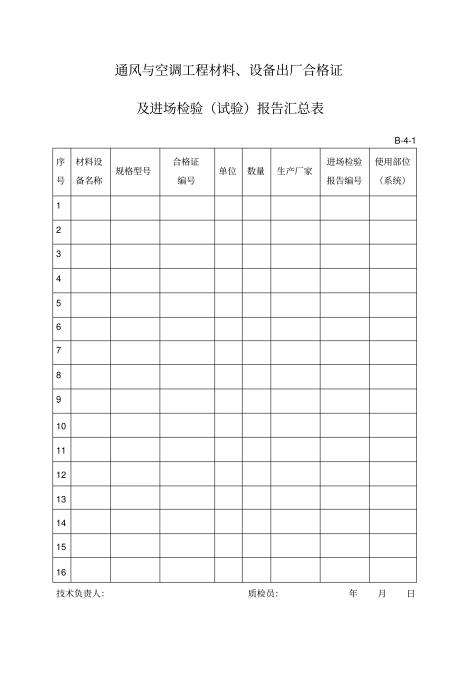 资料员通风专业表格大全_第3页