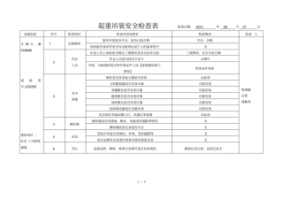 起重吊装安全检查表