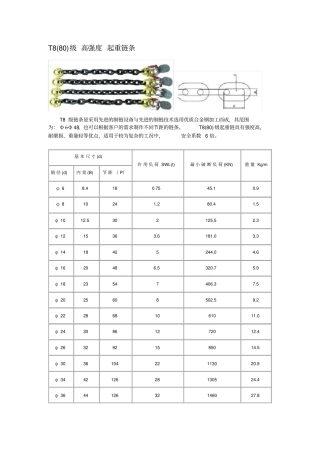 起重链条规格及重量