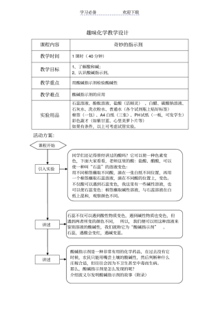 趣味化学教学设计奇妙的指示剂