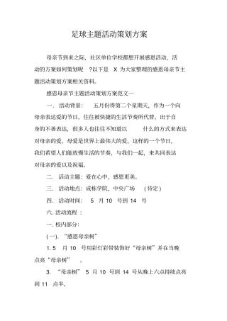 足球主题活动策划方案