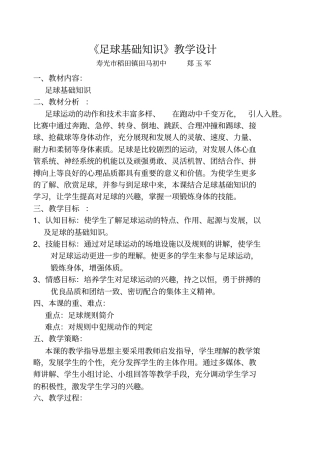 足球基础知识教学设计