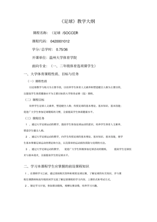 足球教学大纲