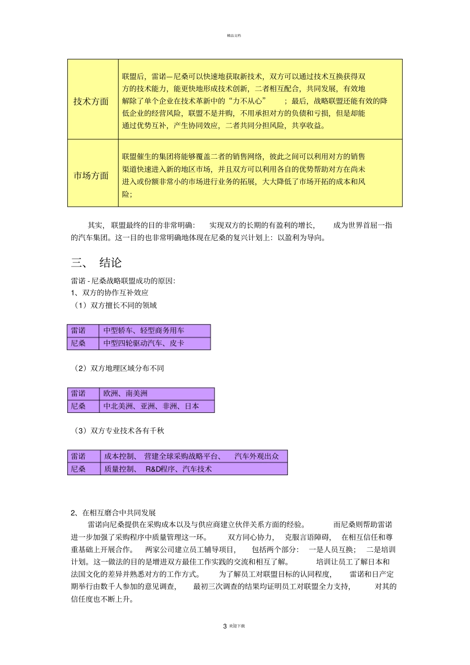 跨国公司经营案例分析：雷诺----尼桑战略联盟_第3页