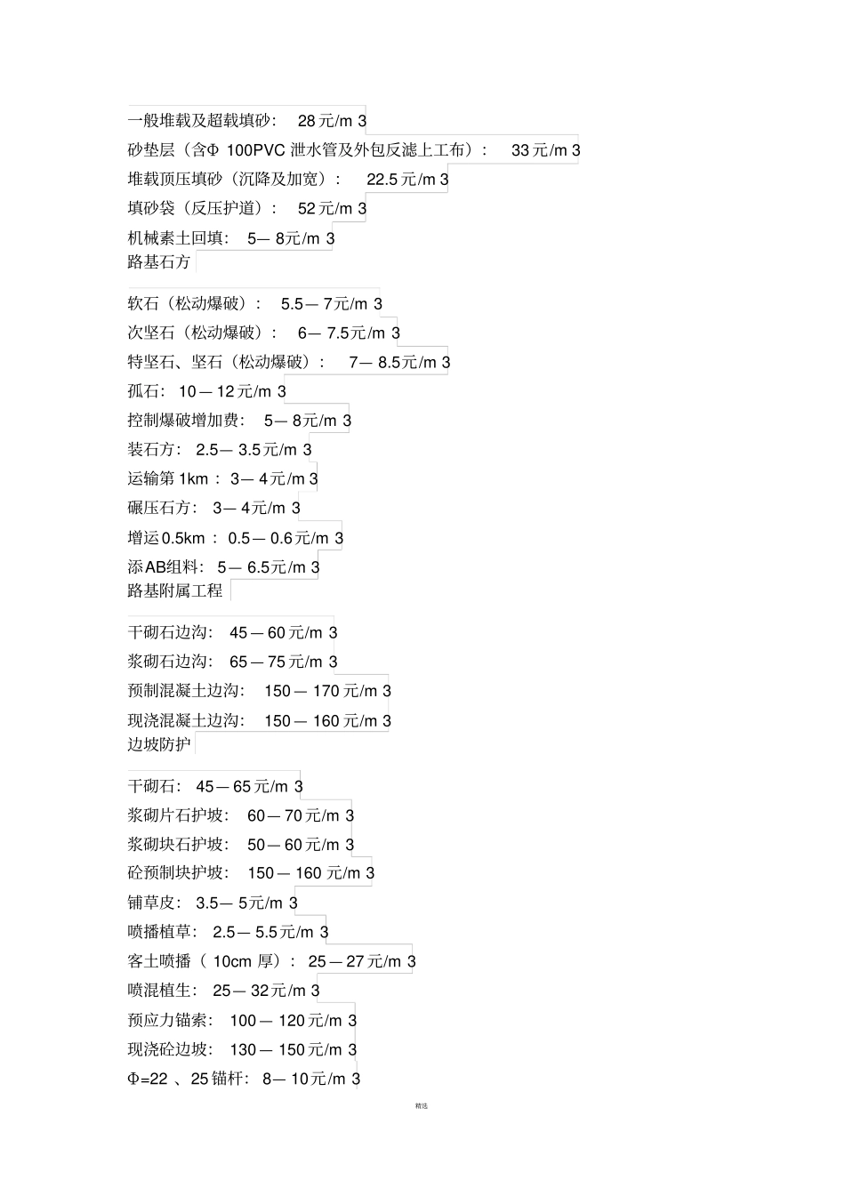 路桥隧的清包工指导价很详细_第2页