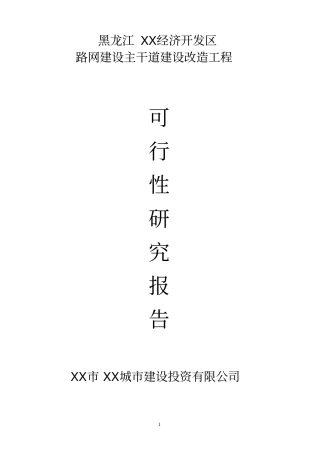 路网建设主干道建设改造工程可行性研究报告