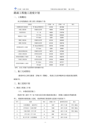 路面工程施工进度计划