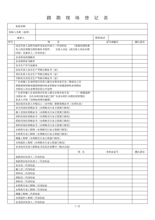 踏勘现场登记表
