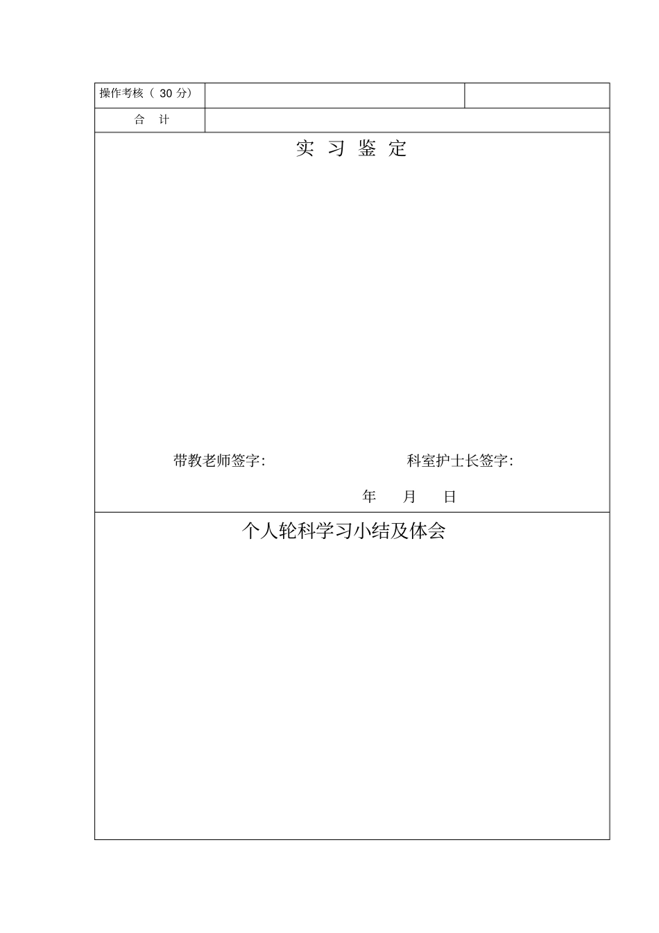 轮科护士科室考核鉴定表_第2页