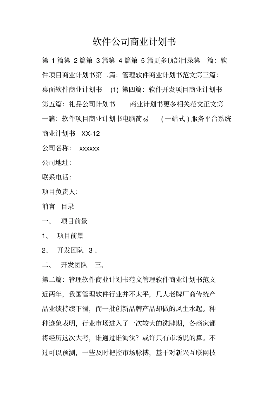 软件公司商业计划书_第1页