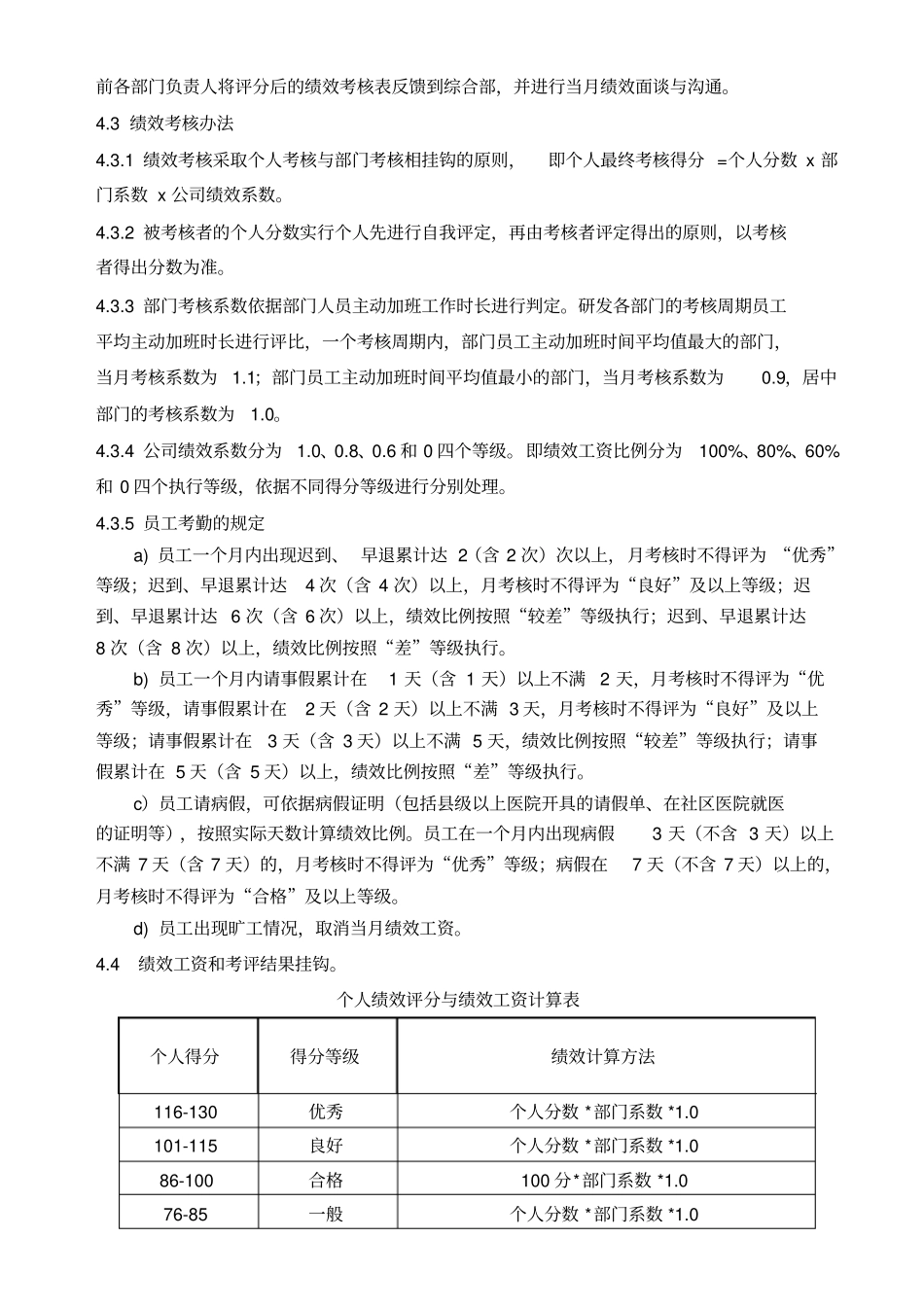 软件公司研发人员绩效考核制度_第2页