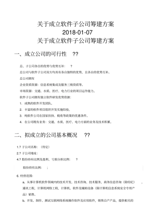 软件子公司筹建方案