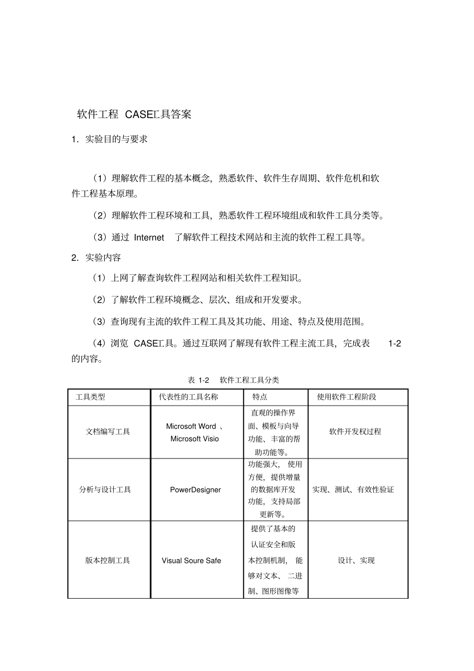 软件工程CASE工具答案_第1页