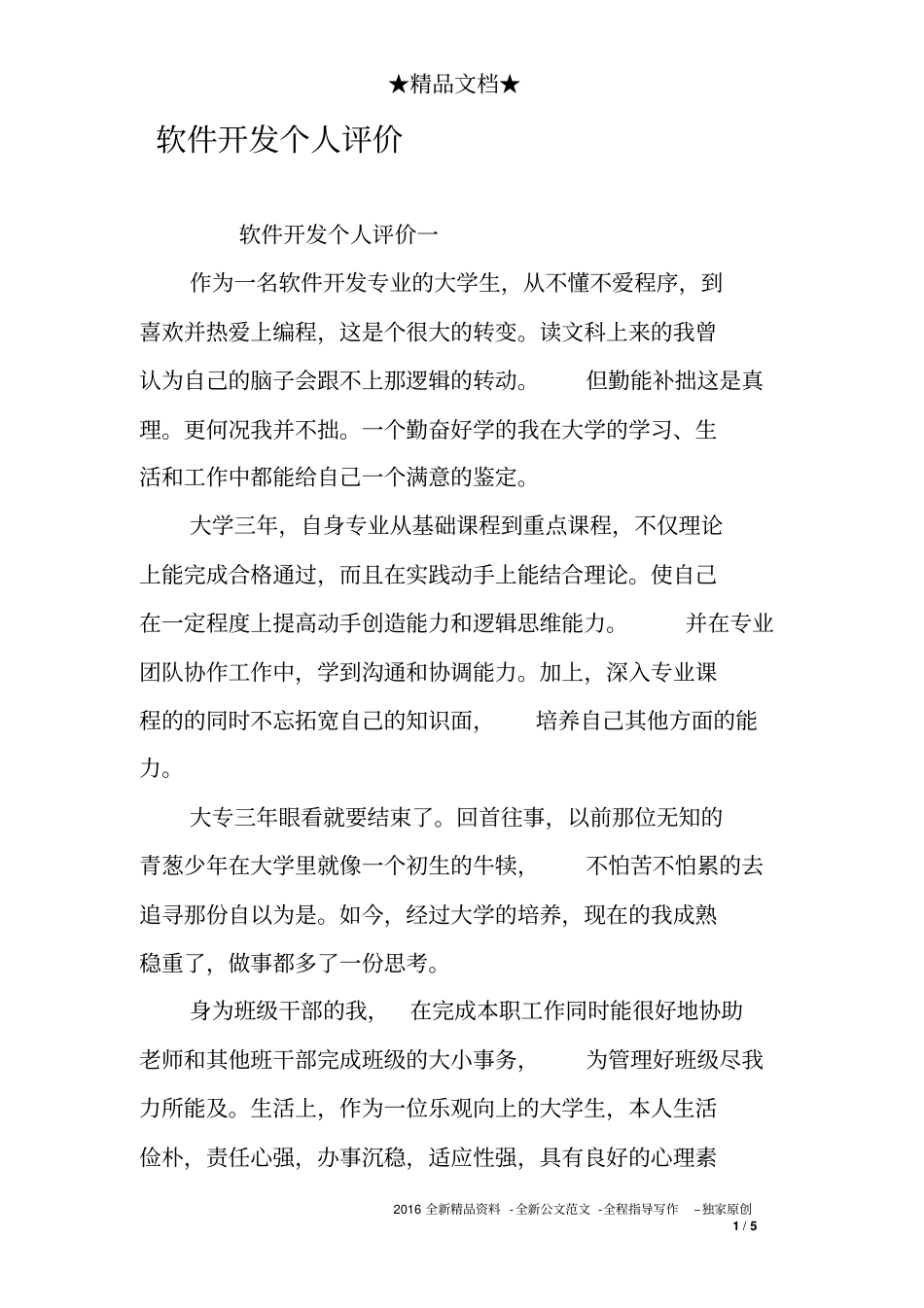 软件开发个人评价_第1页