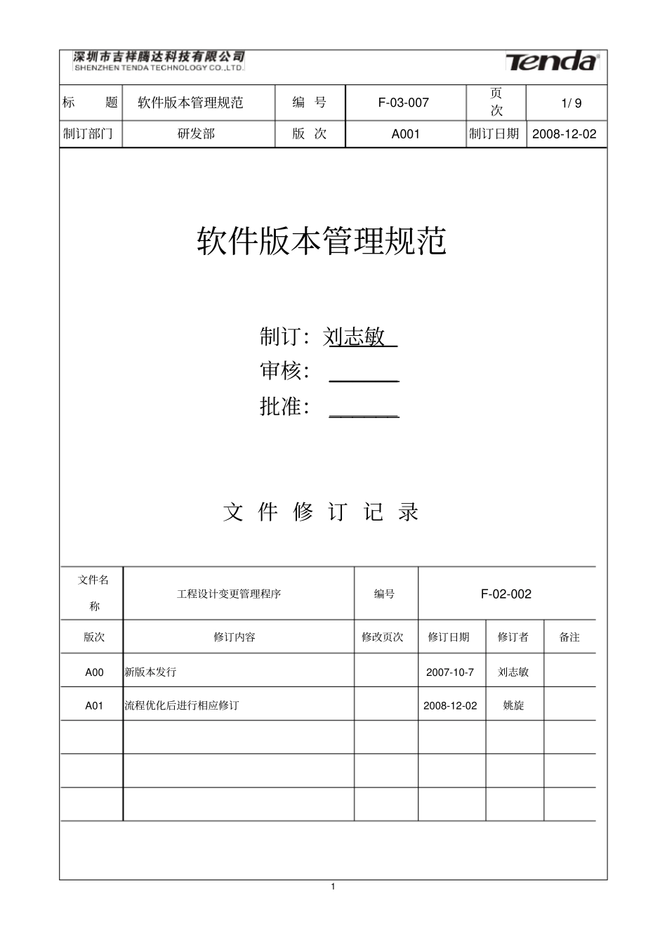 软件版本管理规范V2_第1页