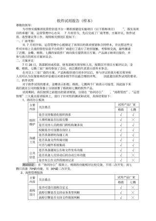 软件试用报告样本