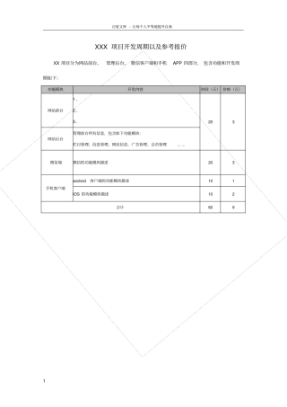 软件项目报价表模板