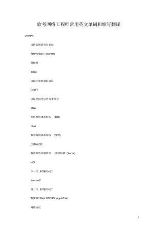 软考网络工程师常用英文单词和缩写翻译分析