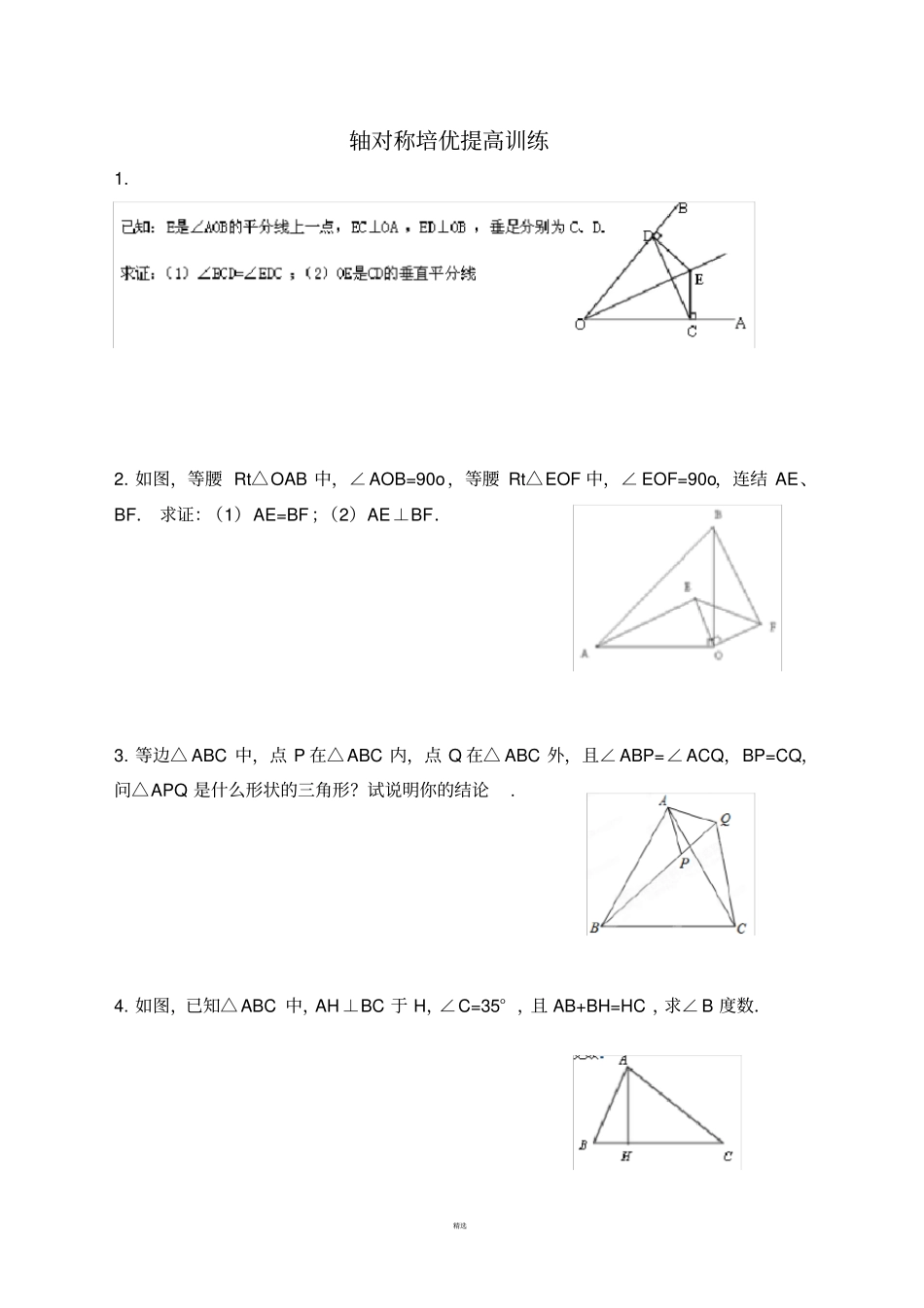 轴对称培优提高训练_第1页