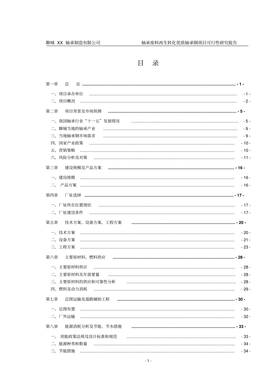 轴承制造有限公司轴承废料再生转化优质轴承钢项目可行性研究报告_第1页