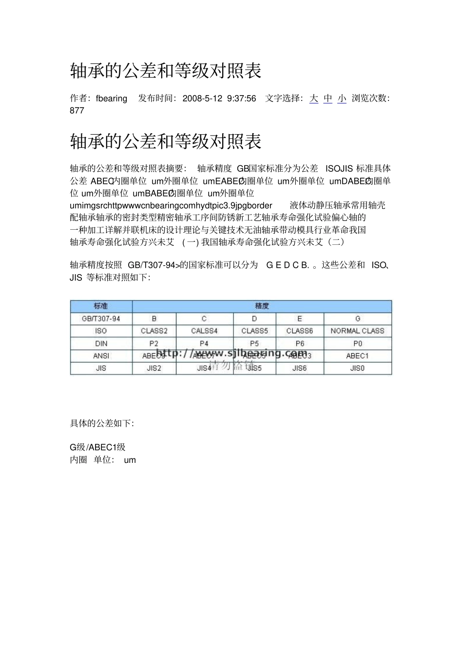 轴承的公差和等级对照表_第1页