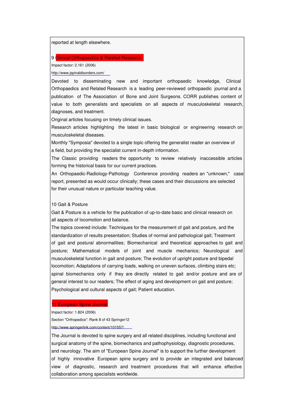 较完整的骨科SCI杂志列表精华_第3页