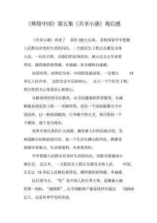 辉煌中国第五集共享小康观后感