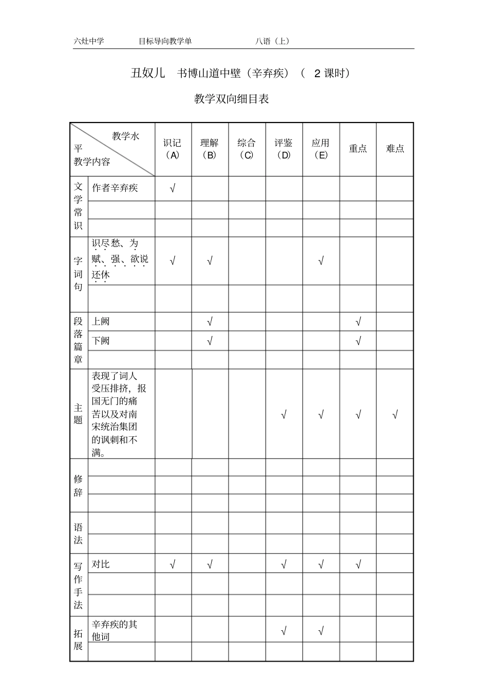 辛弃疾词二首丑奴儿_第1页