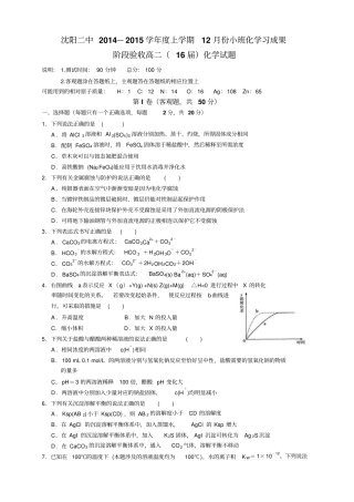辽宁沈阳二中高二上学期12月月考试题化学