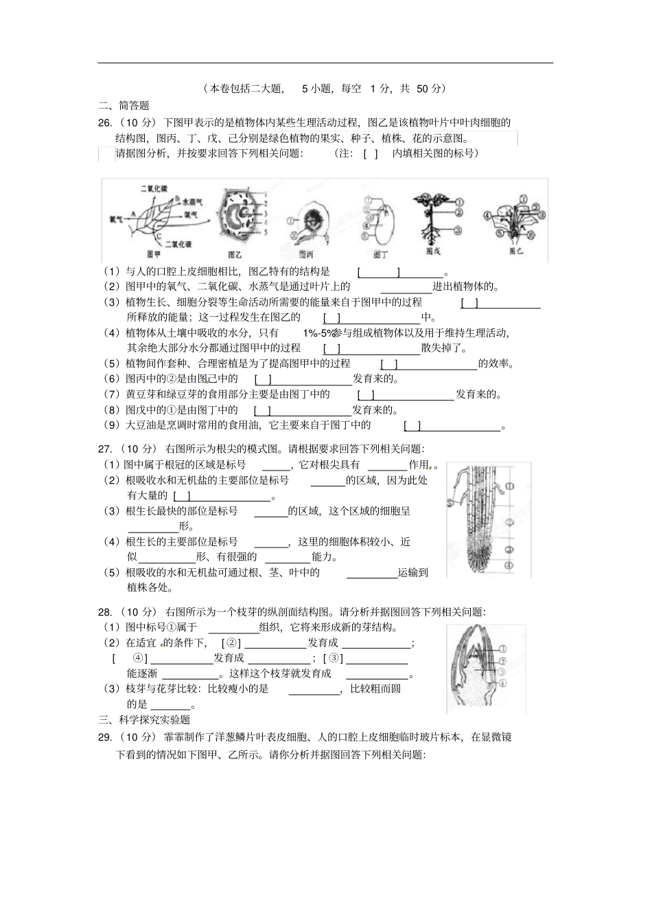 辽宁鞍山七年级生物上学期期末试题苏教版_第3页