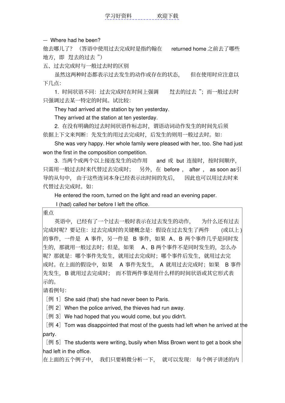 过去完成时态及练习_第3页