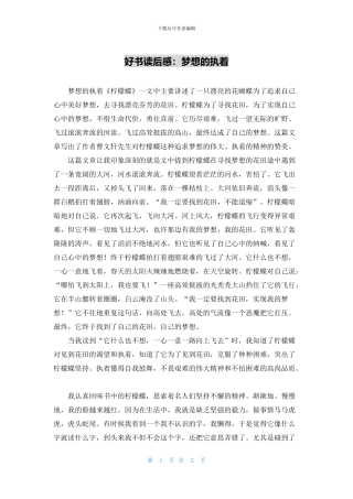 好书读后感：梦想的执着