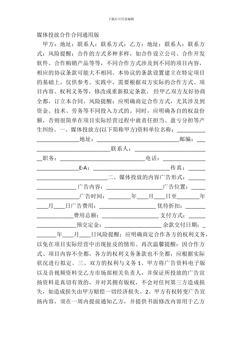 媒体投放合作合同通用版_第2页