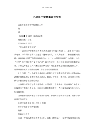 孙家庄中学禁毒宣传简报