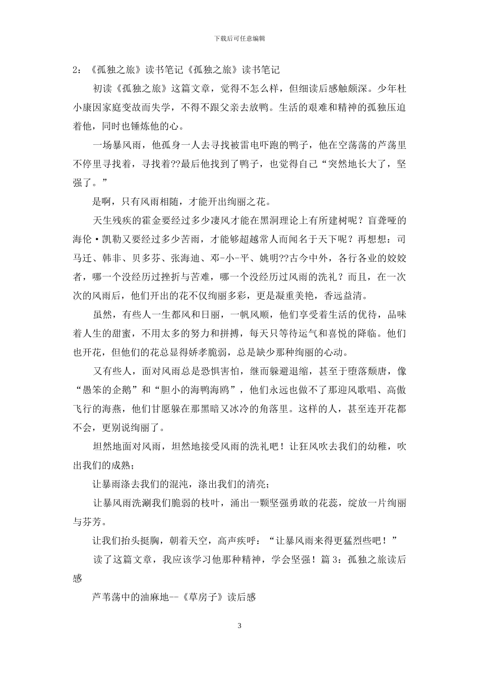 孤独之旅读后感_第3页