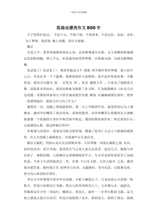 孤独也美丽作文800字