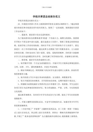 学校共青团总结报告范文