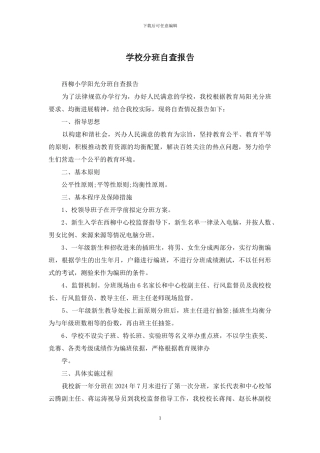 学校分班自查报告