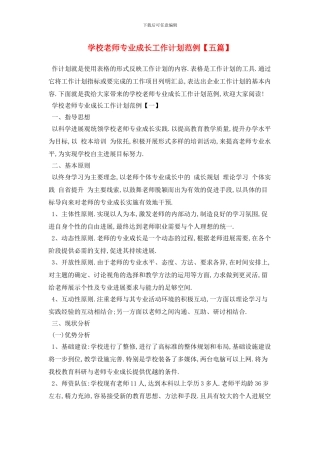 学校教师专业成长2024年工作计划范例