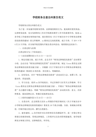 学校财务自查自纠报告范文