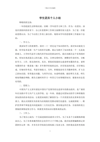 学生团员个人小结