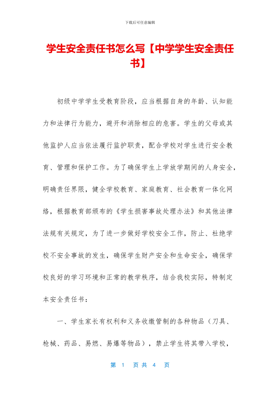 学生安全责任书怎么写_第1页