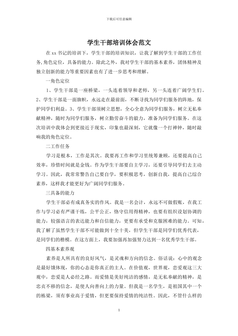学生干部培训体会范文_第1页