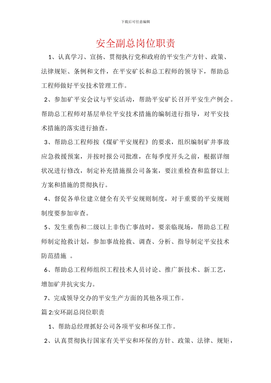 安全副总岗位职责_第1页
