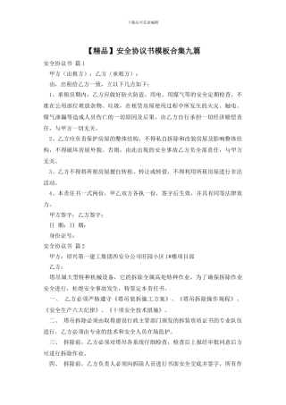 安全协议书模板合集九篇