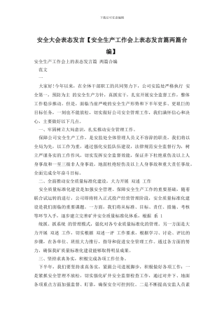 安全大会表态发言