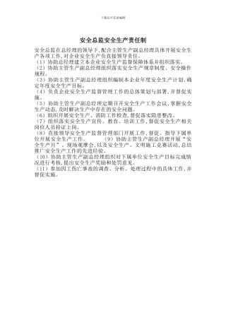 安全总监安全生产责任制