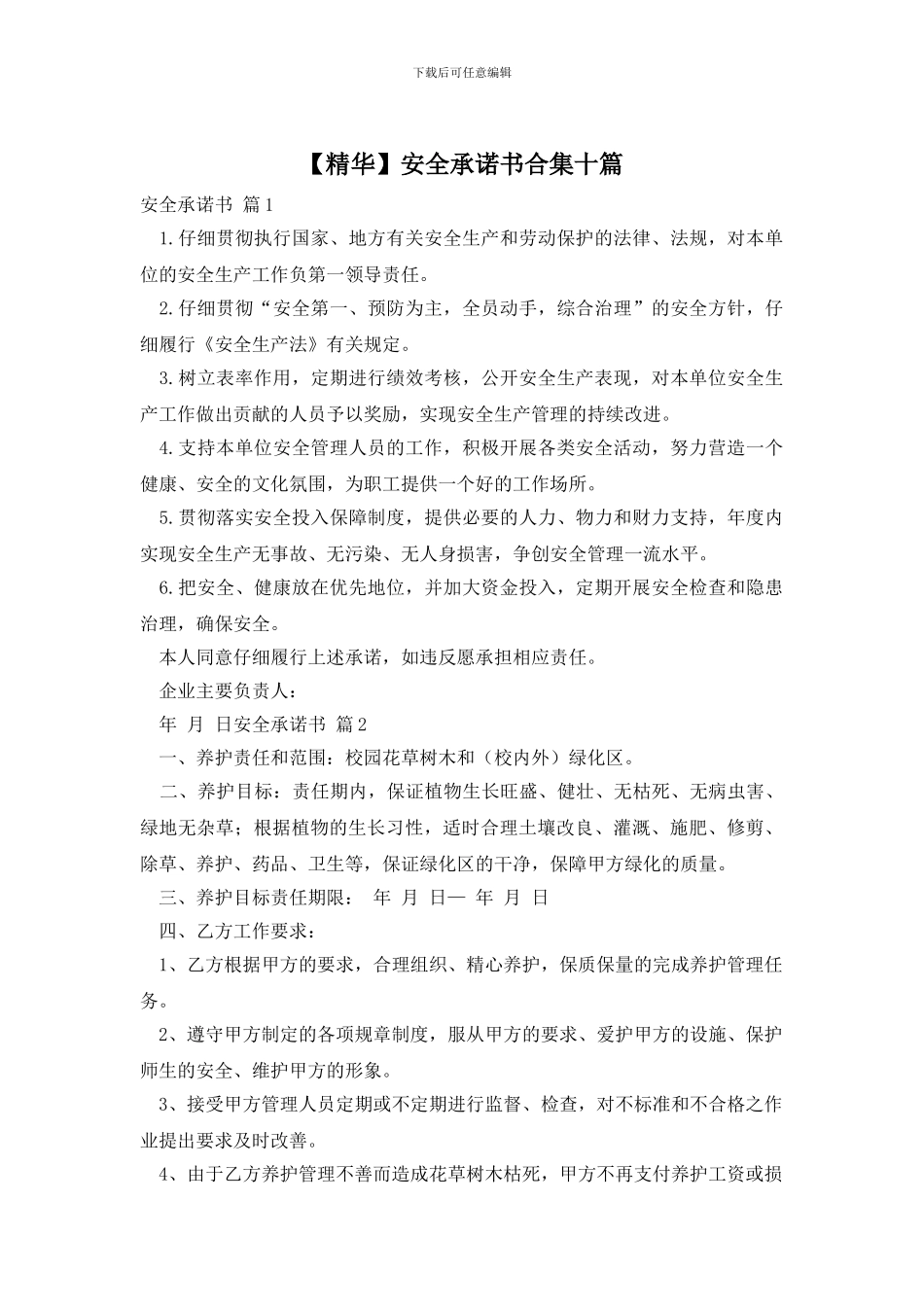 安全承诺书合集十篇_第1页